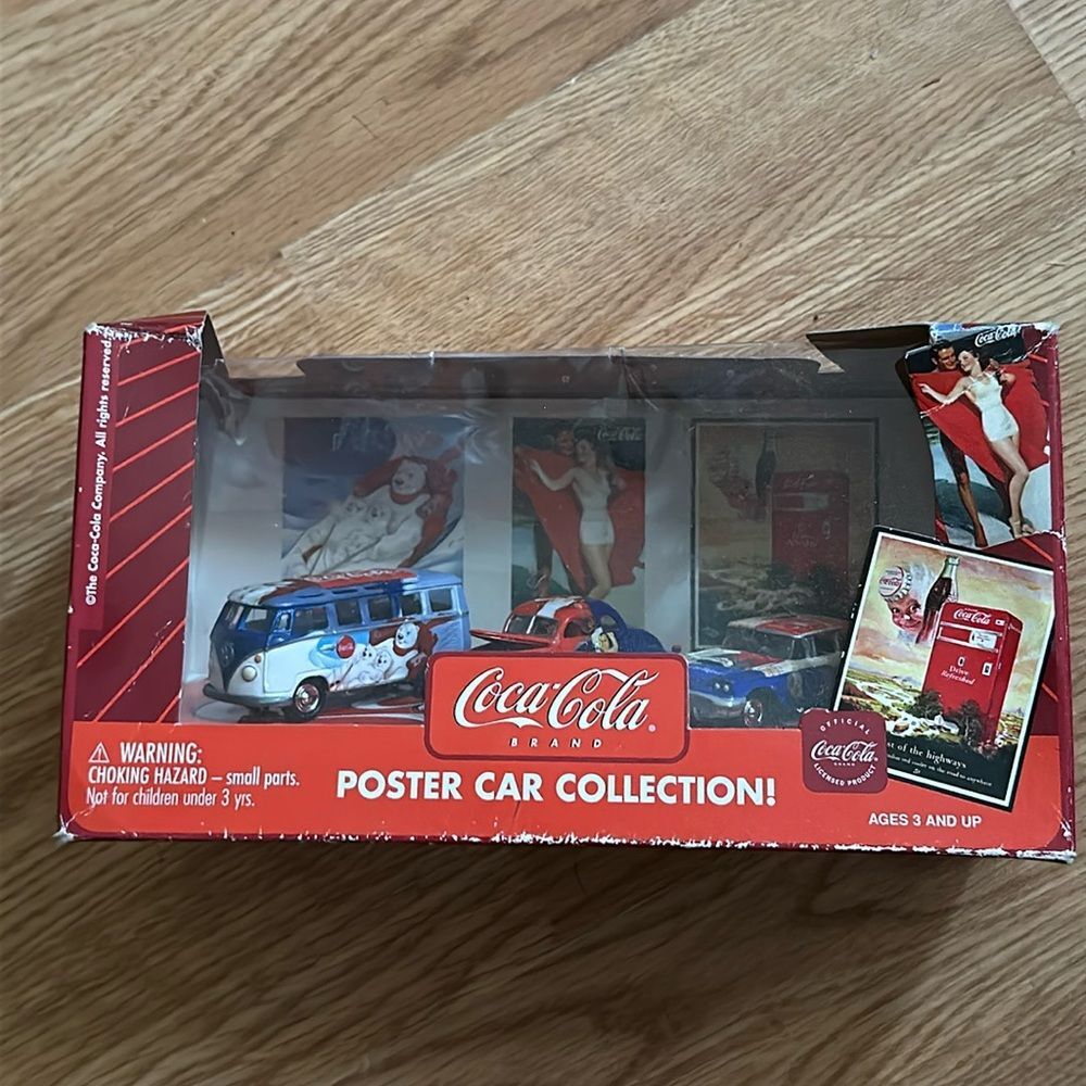 Coca-Cola Car Collection Poster Boxed Set Vintage Style Die-Cast Display